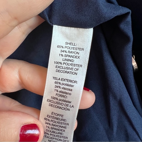 CHICOS NWT Long Sleeve Navy and Gold Military Structured Jacket Size 1 Medium - Picture 8 of 15